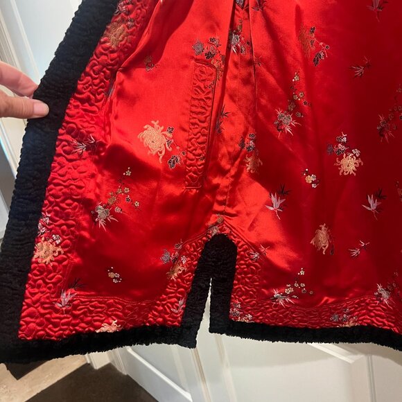 Vintage Reversible Red & Black Asian Inspired Bracelet Length Sleeves Jacket L - Picture 2 of 4